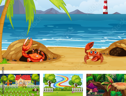 Four different nature horizontal scene