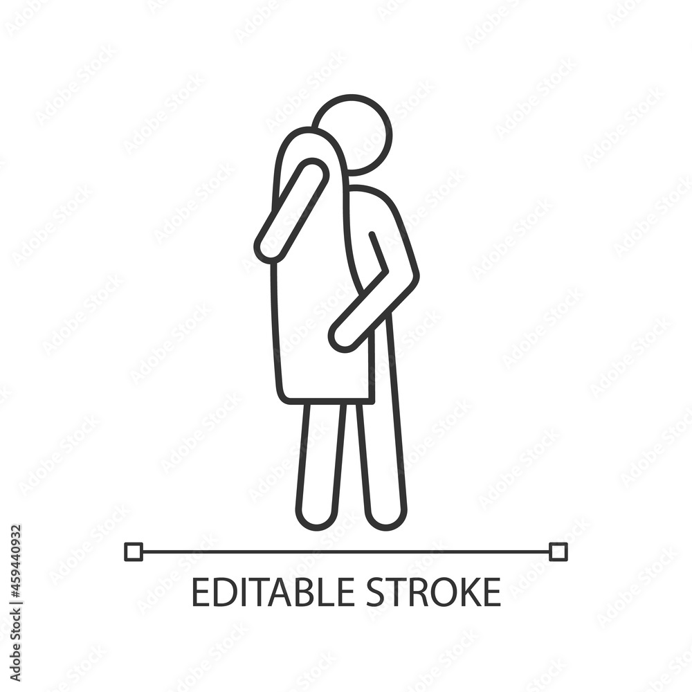 Dry with towel linear icon. Taking shower or bath. Maintain cleanliness of body. Healty habit. Thin line customizable illustration. Contour symbol. Vector isolated outline drawing. Editable stroke Dry with towel linear icon. Taking shower or bath. Maintain cleanliness of body. Healty habit. Thin line customizable illustration. Contour symbol. Vector isolated outline drawing. Editable stroke