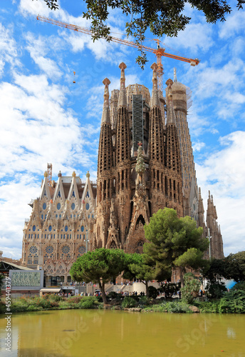Work in progress: "old" facade of the Sagrada Famila cathedral, Barcelona, Spain