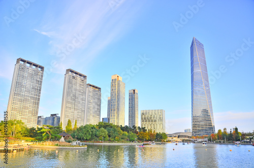 Buildings in Songdo Central Park, Incheon, Korea