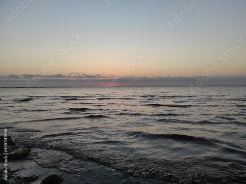 red dawn on the Caspian Sea