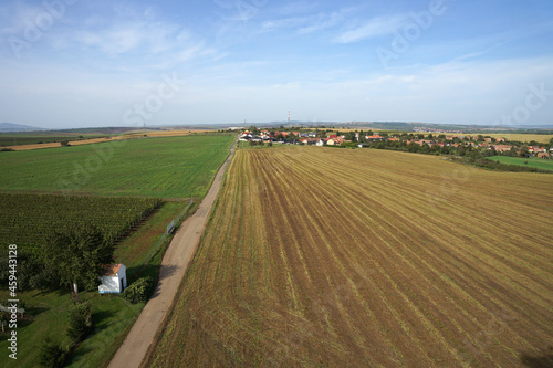 Moravia wine and agriculture region aerial drone view, Czechia