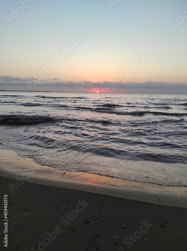 red dawn on the Caspian Sea