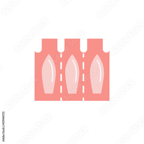 Women contraceptive hormonal birth control suppositories medication coloured flat style icon. Female vaginal suppository contraception pills in blister. Vector element isolated on white.