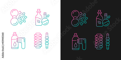 Hand massagers gradient icons set for dark and light mode. Anticellulite massager. Thin line contour symbols bundle. Isolated vector outline illustrations collection on black and white