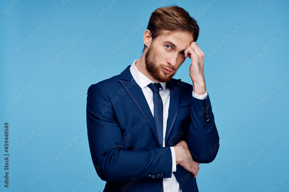 business man in suit official job blue background business man in suit official job blue background