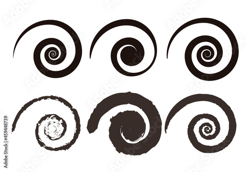 Icono negro de espirales en fondo blanco.