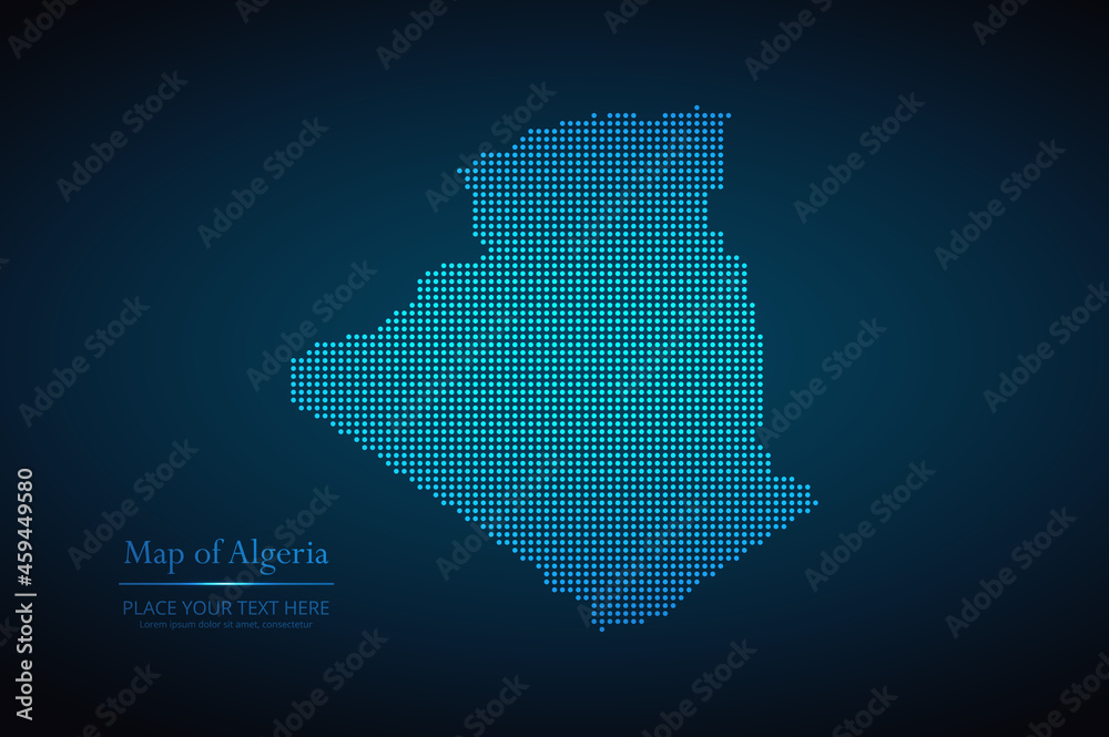 Dotted map of Algeria. Vector EPS10