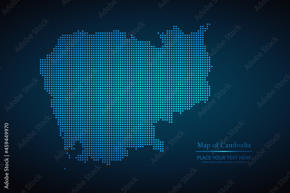 Dotted map of Cambodia. Vector EPS10