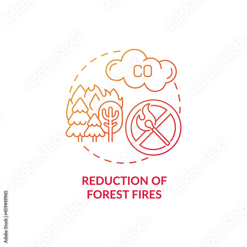 Forest fires reduction concept icon. Common initiative abstract idea thin line illustration. Biomass burning. Decreasing smoke emissions. Lowering global warming. Vector isolated outline color drawing