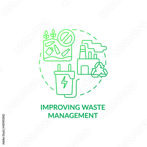 Improving waste management concept icon. Reducing air pollution abstract idea thin line illustration. Garbage collection and disposal. Resource conservation. Vector isolated outline color drawing