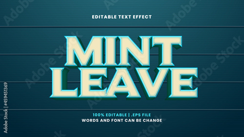 Mint leave editable text effect in modern 3d style