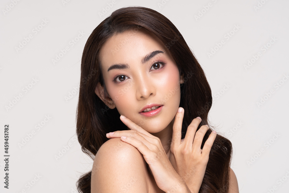 Beautiful Asian young woman touching soft cheek smile with clean and fresh skin Happiness and cheerful with positive emotional,isolated on white background,Beauty and Cosmetics Concept Beautiful Asian young woman touching soft cheek smile with clean and fresh skin Happiness and cheerful with positive emotional,isolated on white background,Beauty and Cosmetics Concept