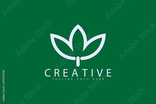 Green tree leaf vector logo design isolated on white background