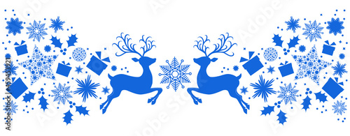 Christmas and Happy New Year blue pattern.