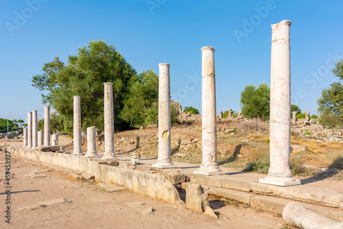 Colonnaded street in ancient Side, Turkey