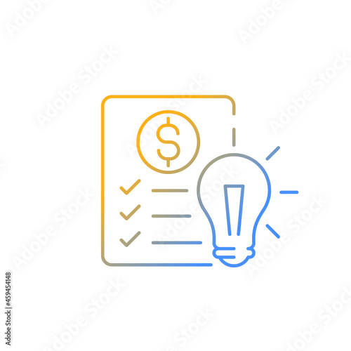 Financial literacy gradient linear vector icon. Personal money management goals, personal spending and savings plan. Thin line color symbol. Modern style pictogram. Vector isolated outline drawing