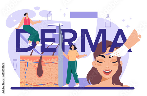 Derma procedure typographic header. Cosmetology face shaving