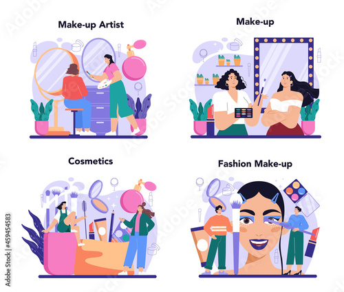 Make up artist concept set. Professional artist doing a beauty procedure