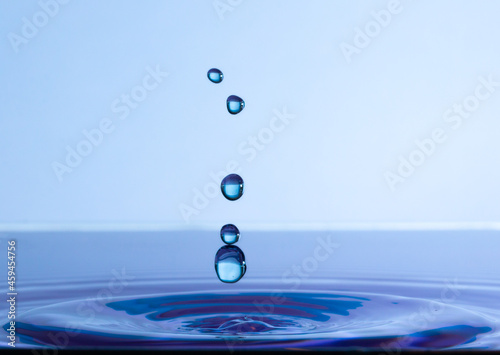 Close up of a water drop impact on a body of water and splash. environment photo of a water droplet splash.