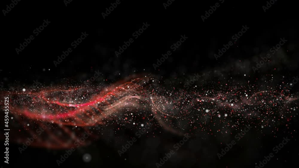 Futuristic animation with wave object and glitter particles in slow motion, 4096x2304 loop 4K
