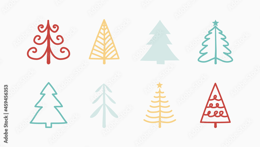 Set of Christmas trees. Vector