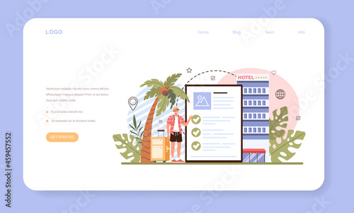 Tour agent web banner or landing page. Vacation organization agency.
