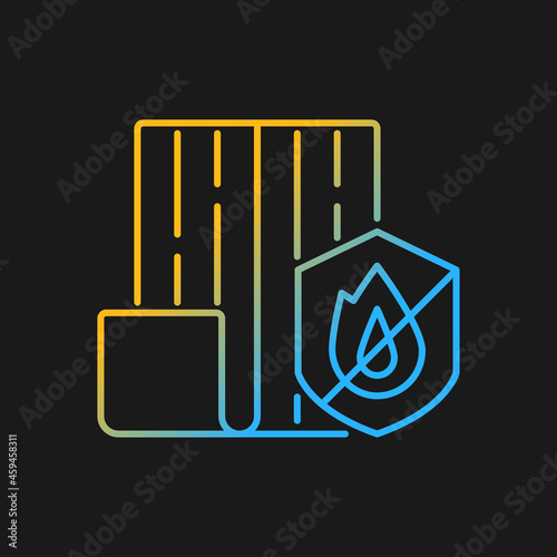 Resistance to fire gradient vector icon for dark theme. Choosing fireproof construction materials. Fire-resistant house. Thin line color symbol. Modern style pictogram. Vector isolated outline drawing