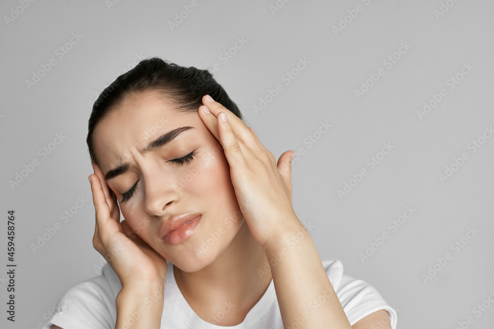 woman with headache migraine depression emotions woman with headache migraine depression emotions