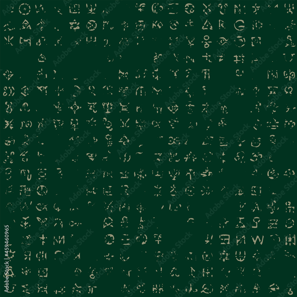 Abstract seamless pattern with occult signs and magical runes. Dark vector background in grunge style with ancient esoteric, mystical symbols. Sorcery texture with a fictional runic alphabet Abstract seamless pattern with occult signs and magical runes. Dark vector background in grunge style with ancient esoteric, mystical symbols. Sorcery texture with a fictional runic alphabet