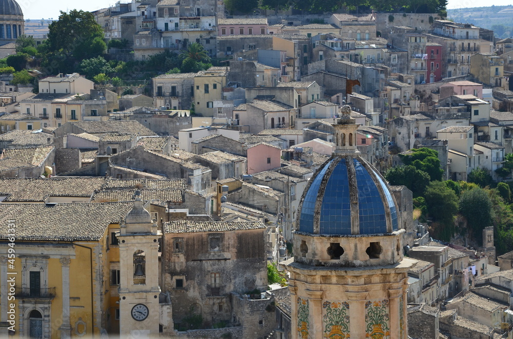 Fototapeta premium Some photos from the beautiful city of Ragusa Ibla, or Old Ragusa, pearl of the Val di Noto, in the south-east part of Sicily, taken during a trip in the summer of 2021.