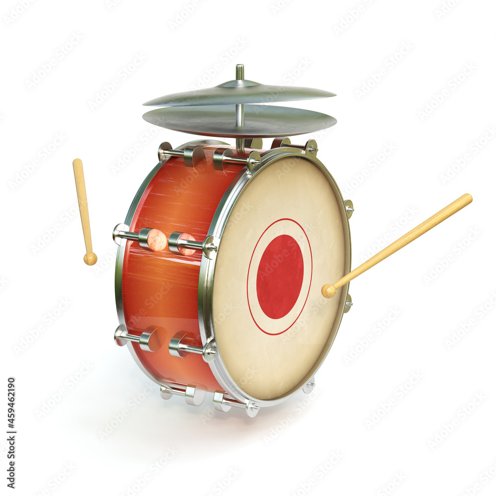 Bass drum instrument isolated on white background 3d rendering Bass drum instrument isolated on white background 3d rendering