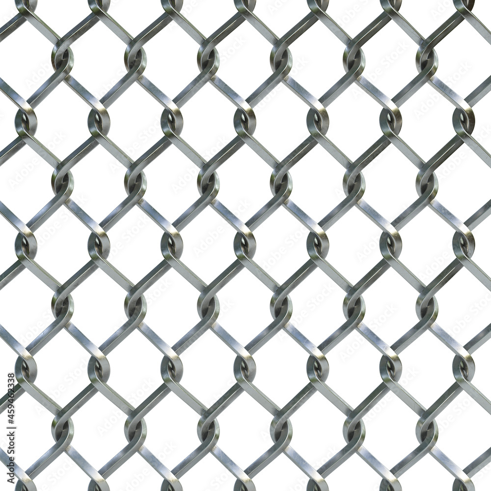 Fototapeta premium Chain link metal fence seamless 3d rendering