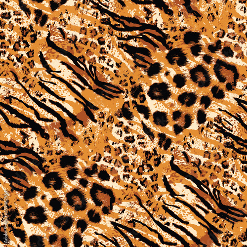 Wild animal skins patchwork wallpaper abstract vector seamless pattern 