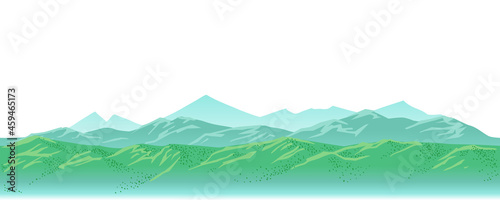 夏の活きいきとした山々の風景 ベクターイラスト
