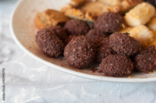 Traditional moroccan chocolate chip cookies on plate