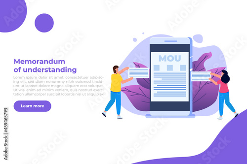 memorandum of understanding MOU. Vector illustration.