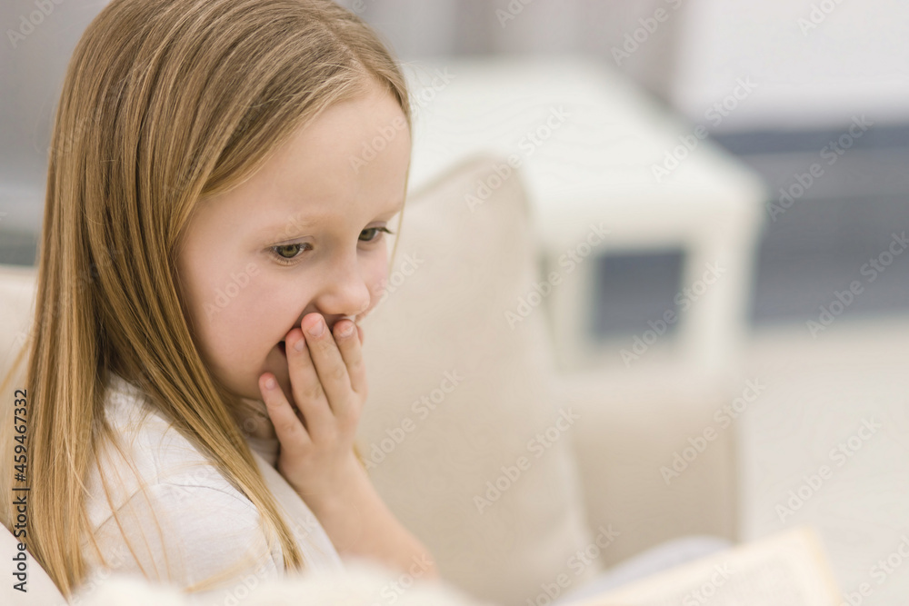 Cropped photo of little blond girl emotion. Cropped photo of little blond girl emotion.