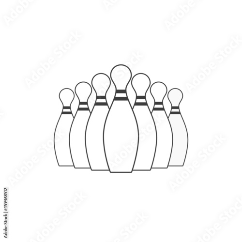 Bowling pin icon in flat style. Simple silhouette bowling skittles sign. Vector illustration EPS 10.