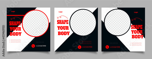 Flat health and fitness instagram posts collection 
