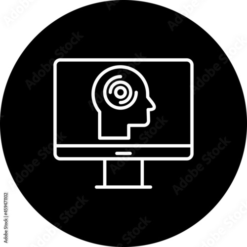 Online Psychology Line Inverted Icon Design