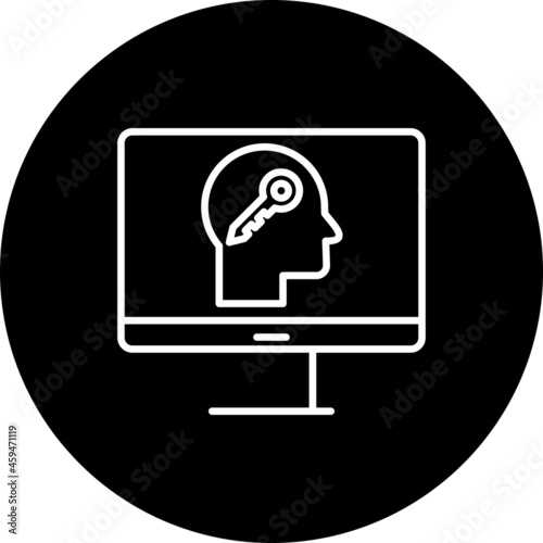 Online Psychology Line Inverted Icon Design