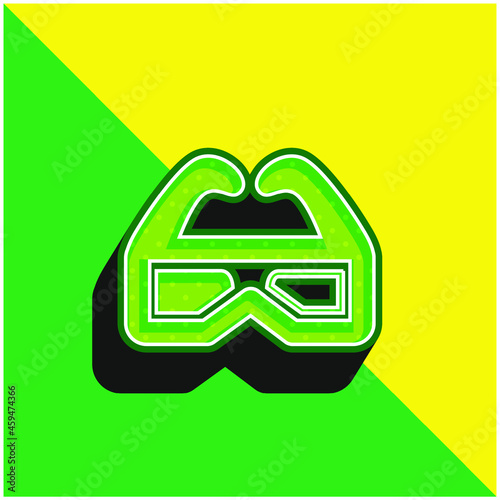 3d Glasses For Cinema Green and yellow modern 3d vector icon logo
