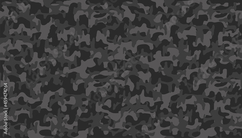 Black camouflage pattern. Seamless template for fabric.
