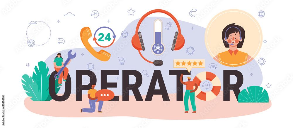 Operator typographic header. Idea of a customer service or technical Operator typographic header. Idea of a customer service or technical