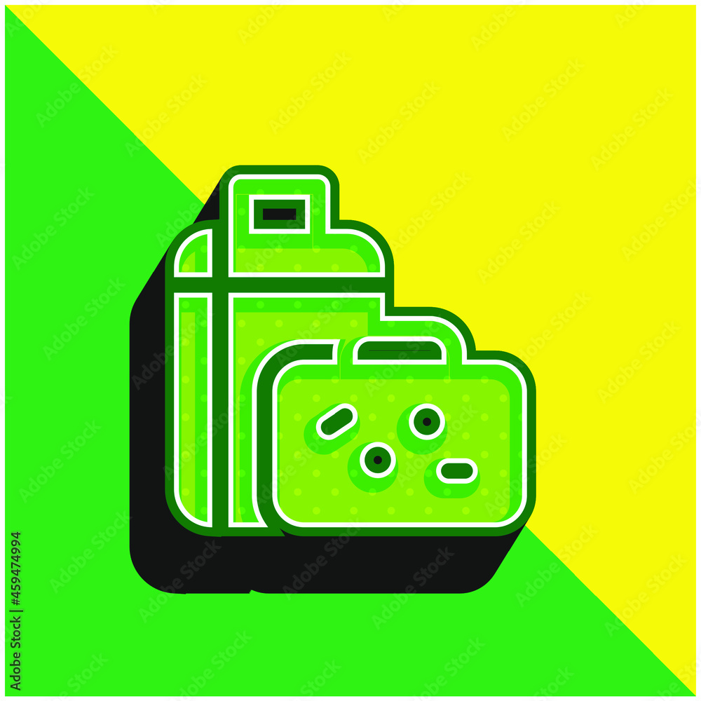 Baggage Green and yellow modern 3d vector icon logo Baggage Green and yellow modern 3d vector icon logo