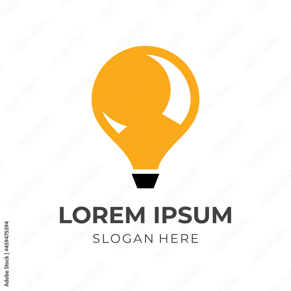 bulb logo concept with flat yellow and black color style bulb logo concept with flat yellow and black color style