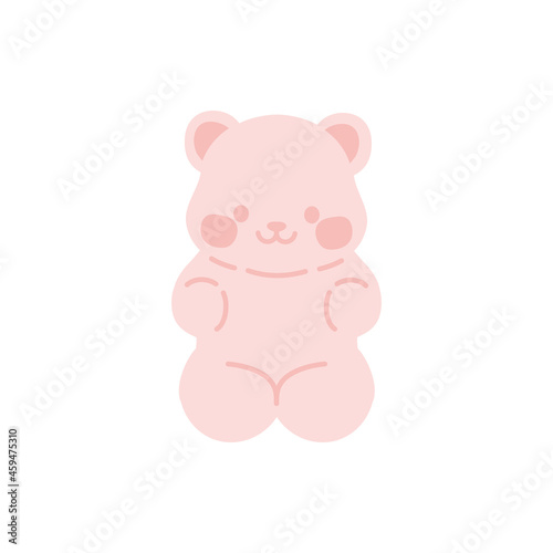 Pink gummy bear with white background