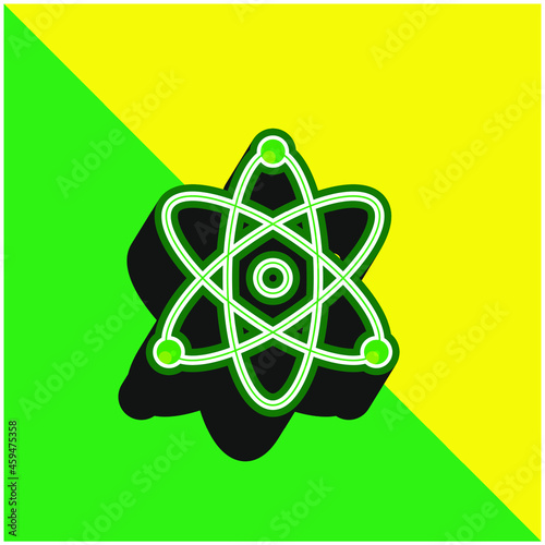 Atom Green and yellow modern 3d vector icon logo