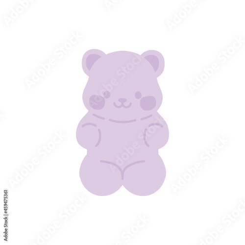 Purple gummy bear with white background